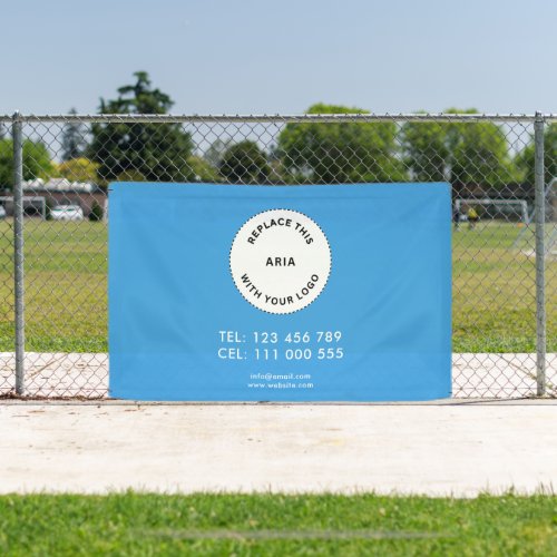 Advertising Business Logo Simple Sky Blue Banner