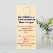 Advertising DOOR HANGER promotion tags (Standing Front)