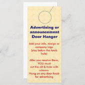 Advertising DOOR HANGER promotion tags (Front/Back)