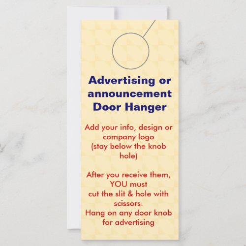 Advertising DOOR HANGER promotion tags
