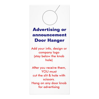 Advertising DOOR HANGER promotion tags Rack Card