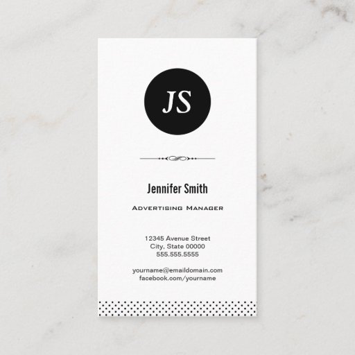 Customizable Advertising Manager - Clean Black White Business Cards