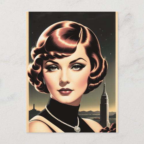 Advertising postcard for a vintage hairdresser