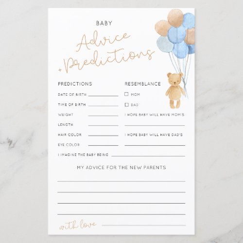 Advice and Predictions Baby Shower Game