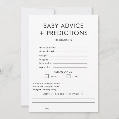 Advice And Predictions For Baby Shower Game Invitation