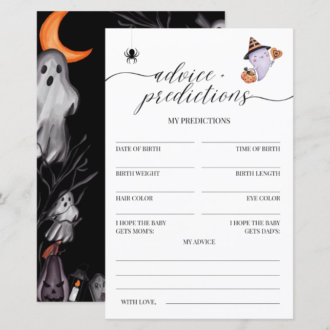 Advice and Predictions Halloween Baby Shower Game (Front/Back)