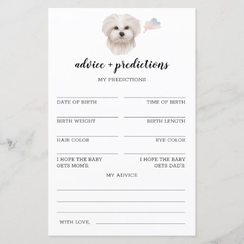 Advice and predictions Maltese Baby Shower Game