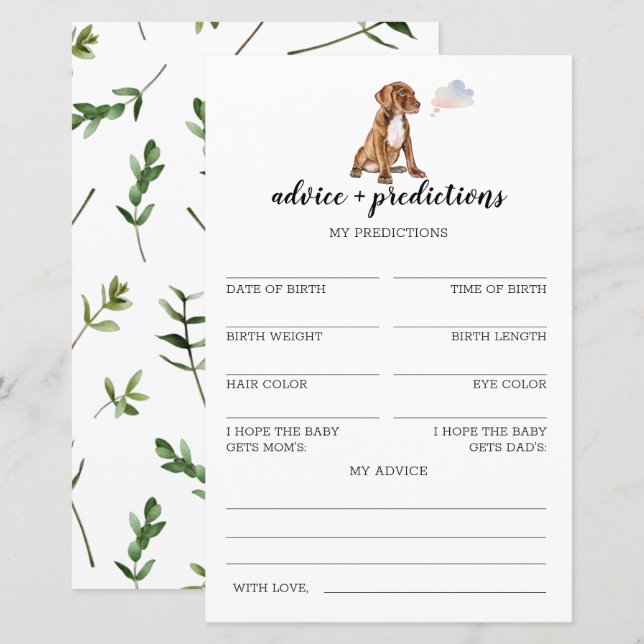 Advice and predictions Pit bull Baby Shower Game (Front/Back)