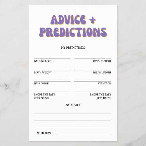 Advice and predictions Retro Vintage Baby Shower Flyer