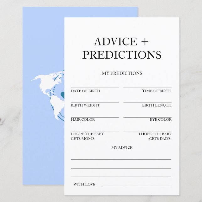 Advice and Predictions Travel Baby Shower Game (Front/Back)
