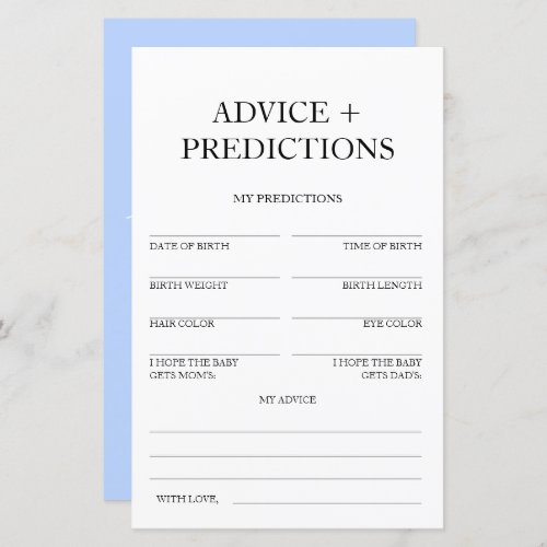 Advice and Predictions Travel Baby Shower Game