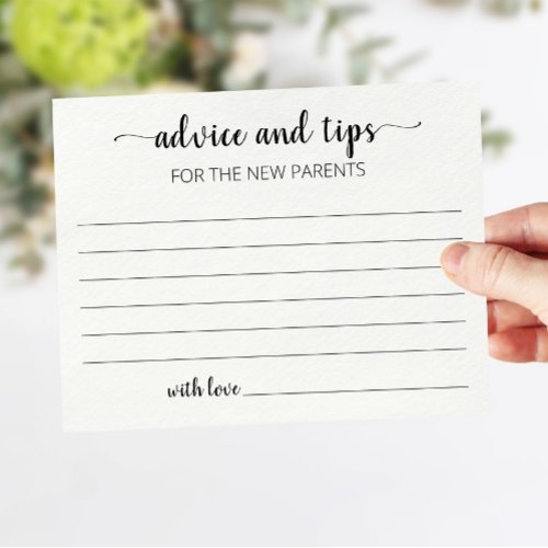 Advice and Tips for new parents card Baby Shower