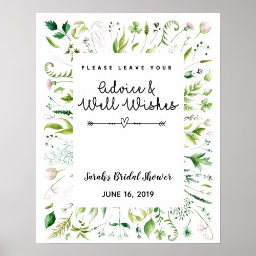 advice and well wishes bridal shower game poster