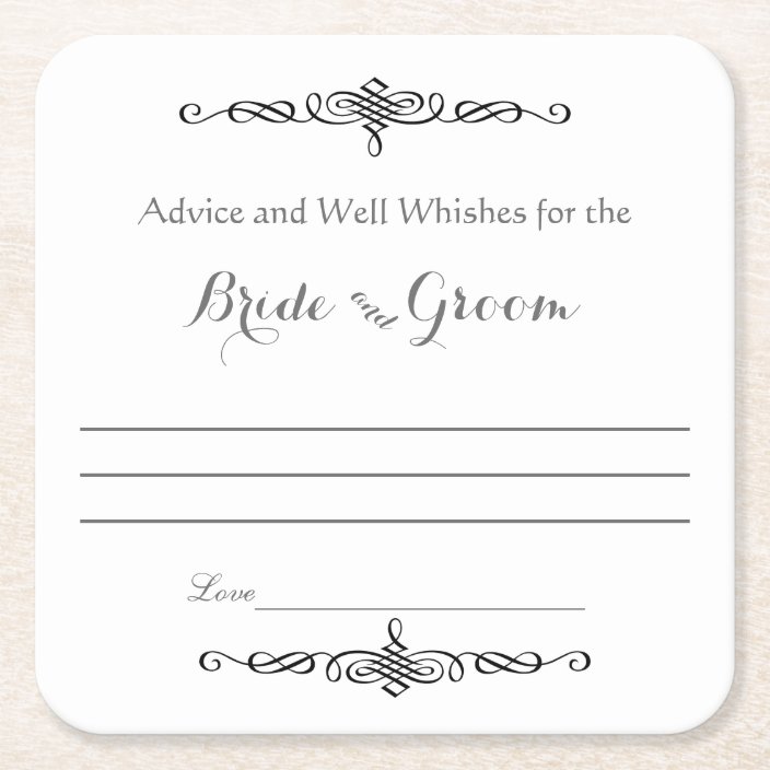 Advice And Well Wishes Bride And Groom Square Paper Coaster Zazzle Com