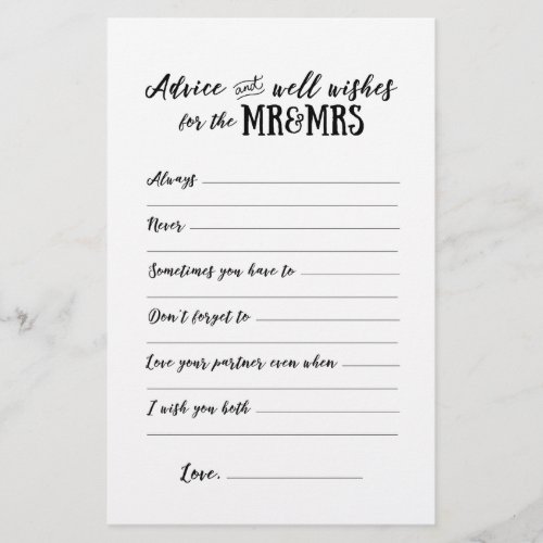 Advice and Well Wishes for the MrMrs Card