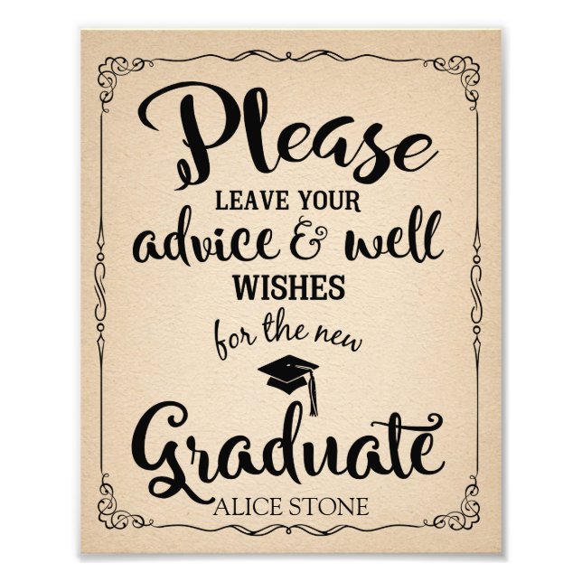 advice and well wishes graduation party sign (Front)