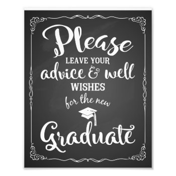 Advice And Well Wishes Graduation Party Sign by TheArtyApples at Zazzle