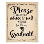 Advice And Well Wishes Graduation Party Sign at Zazzle