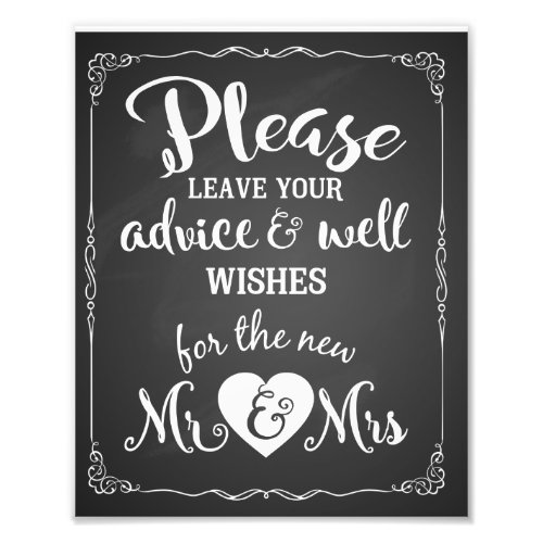 advice and well wishes party wedding sign