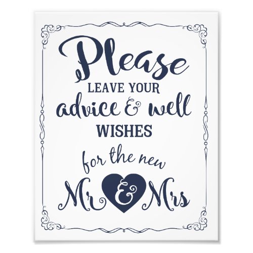 advice and well wishes party wedding sign