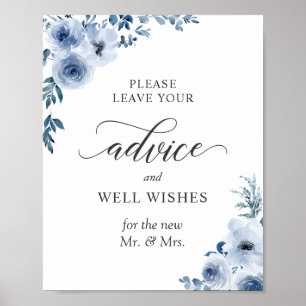Advice and Well Wishes Sign Dusty Blue Floral