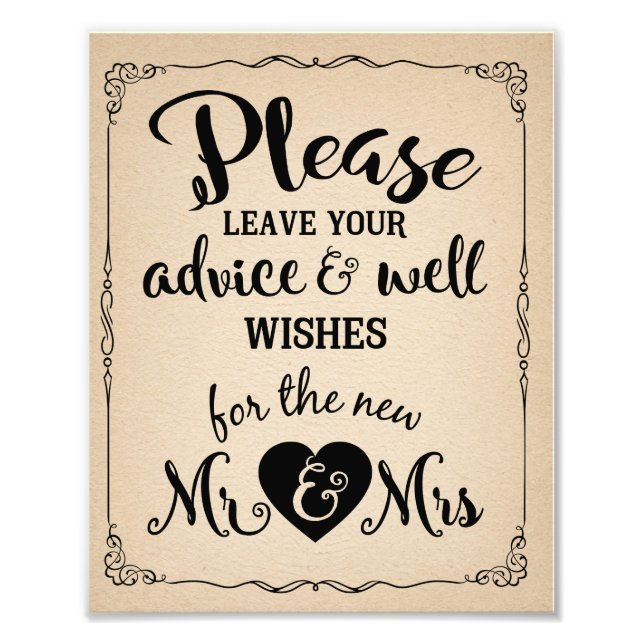 advice and well wishes sign old paper style (Front)