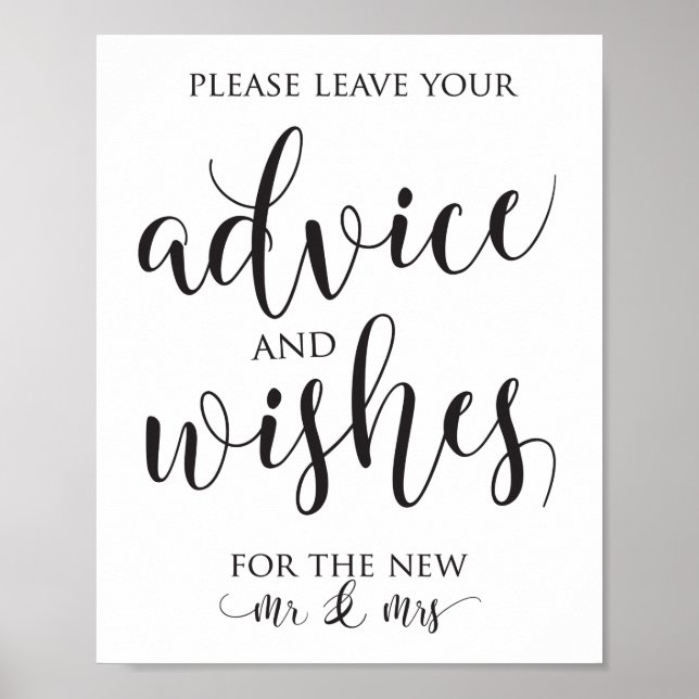 Advice and Well Wishes Wedding Decor Sign (Front)
