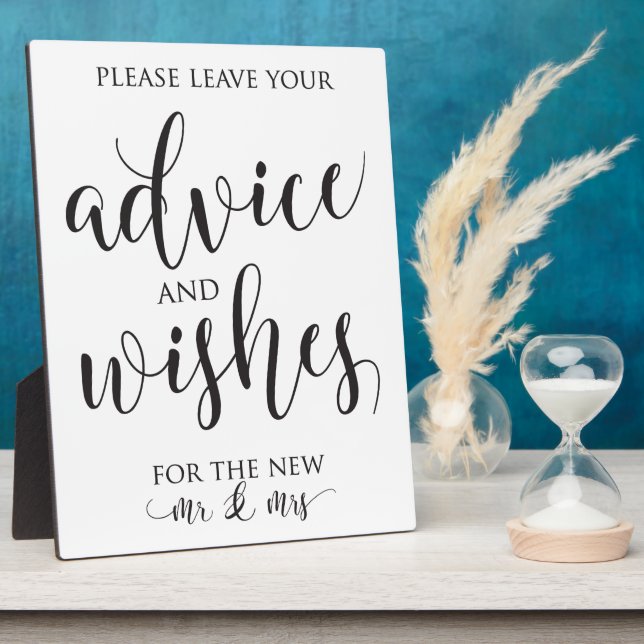 Advice and Well Wishes Wedding Decor Sign Plaque (Side)