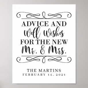Advice and Well Wishes Wedding Poster/Sign Poster