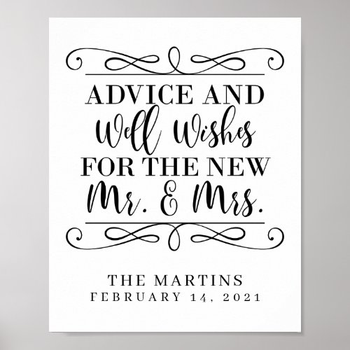 Advice and Well Wishes Wedding PosterSign Poster