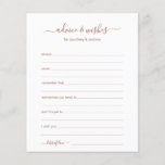 Advice and Wishes<br><div class="desc">These simple, terracotta and white, modern, minimal, handwritten script Advice & Wishes sheets are perfect to have bridal shower, rehearsal dinner or wedding guests fill out for the happy couple. People will love having the prompts - they make it so easy to leave loving words of advice and well wishes....</div>