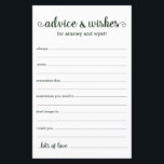 Advice and Wishes<br><div class="desc">These simple, green and white, modern, minimal, handwritten script Advice & Wishes sheets are perfect to have bridal shower, rehearsal dinner or wedding guests fill out for the happy couple. People will love having the prompts - they make it so easy to leave loving words of advice and well wishes....</div>