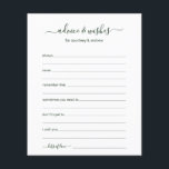 Advice and Wishes<br><div class="desc">These simple, forest green and white, modern, minimal, handwritten script Advice & Wishes sheets are perfect to have bridal shower, rehearsal dinner or wedding guests fill out for the happy couple. People will love having the prompts - they make it so easy to leave loving words of advice and well...</div>