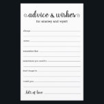 Advice and Wishes<br><div class="desc">These simple, black and white, modern, minimal, handwritten script Advice & Wishes sheets are perfect to have bridal shower, rehearsal dinner or wedding guests fill out for the happy couple. People will love having the prompts - they make it so easy to leave loving words of advice and well wishes....</div>
