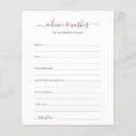 Advice and Wishes<br><div class="desc">These simple, rose gold and white, modern, minimal, handwritten script Advice & Wishes sheets are perfect to have bridal shower, rehearsal dinner or wedding guests fill out for the happy couple. People will love having the prompts - they make it so easy to leave loving words of advice and well...</div>