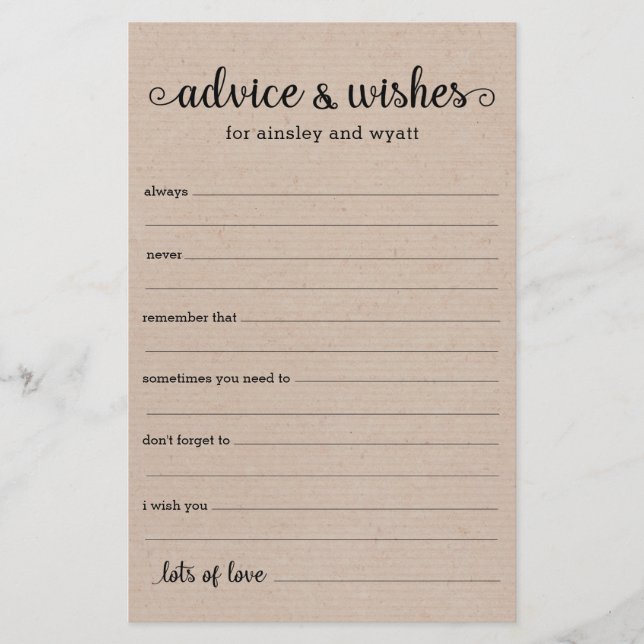 Advice and Wishes  (Front)