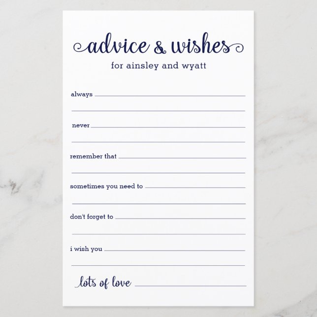 Advice and Wishes (Front)