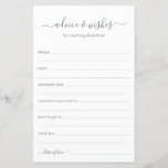 Advice and Wishes<br><div class="desc">These simple, eucalyptus green and white, modern, minimal, handwritten script Advice & Wishes sheets are perfect to have bridal shower, rehearsal dinner or wedding guests fill out for the happy couple. People will love having the prompts - they make it so easy to leave loving words of advice and well...</div>