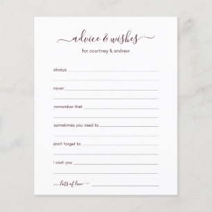 Advice and Wishes