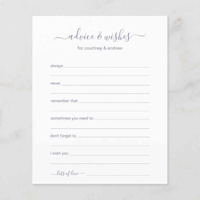 Advice and Wishes (Front)