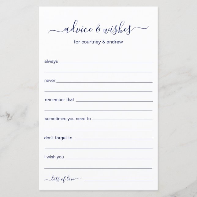 Advice and Wishes (Front)