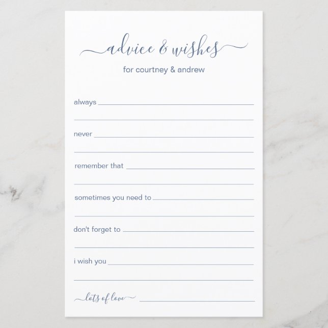 Advice and Wishes (Front)