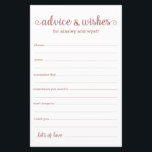 Advice and Wishes<br><div class="desc">These simple, rose gold and white, modern, minimal, handwritten script Advice & Wishes sheets are perfect to have bridal shower, rehearsal dinner or wedding guests fill out for the happy couple. People will love having the prompts - they make it so easy to leave loving words of advice and well...</div>