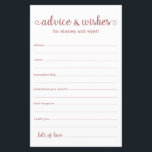 Advice and Wishes<br><div class="desc">These simple, rose gold and white, modern, minimal, handwritten script Advice & Wishes sheets are perfect to have bridal shower, rehearsal dinner or wedding guests fill out for the happy couple. People will love having the prompts - they make it so easy to leave loving words of advice and well...</div>