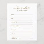 Advice and Wishes<br><div class="desc">These simple, gold and white, modern, minimal, handwritten script Advice & Wishes sheets are perfect to have bridal shower, rehearsal dinner or wedding guests fill out for the happy couple. People will love having the prompts - they make it so easy to leave loving words of advice and well wishes....</div>