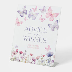 Advice and Wishes Baby Shower Butterfly Floral Pedestal Sign