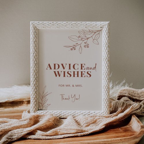 Advice And Wishes Boho Wedding Sign 