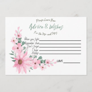 Advice and Wishes Bridal Shower Pink Flowers Card