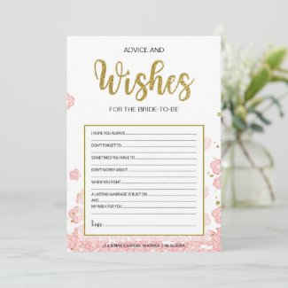 Advice and Wishes Card for Bridal Shower