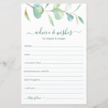 Advice and Wishes Eucalyptus LGBTQ Wedding<br><div class="desc">These lovely, botanical, LGBTQ handwritten script Advice & Wishes sheets with watercolor eucalyptus at the top are perfect to have bridal shower, rehearsal dinner or wedding guests fill out for the happy couple. People will love having the prompts - they make it so easy to leave loving words of advice...</div>